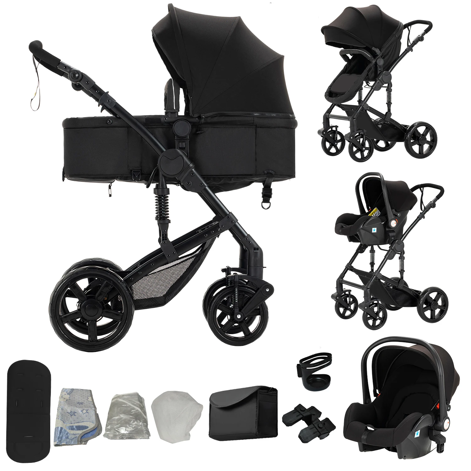 Poussette bébé 3-en-1 innovante, design tendance avec siège auto confortable, nacelle spacieuse et f