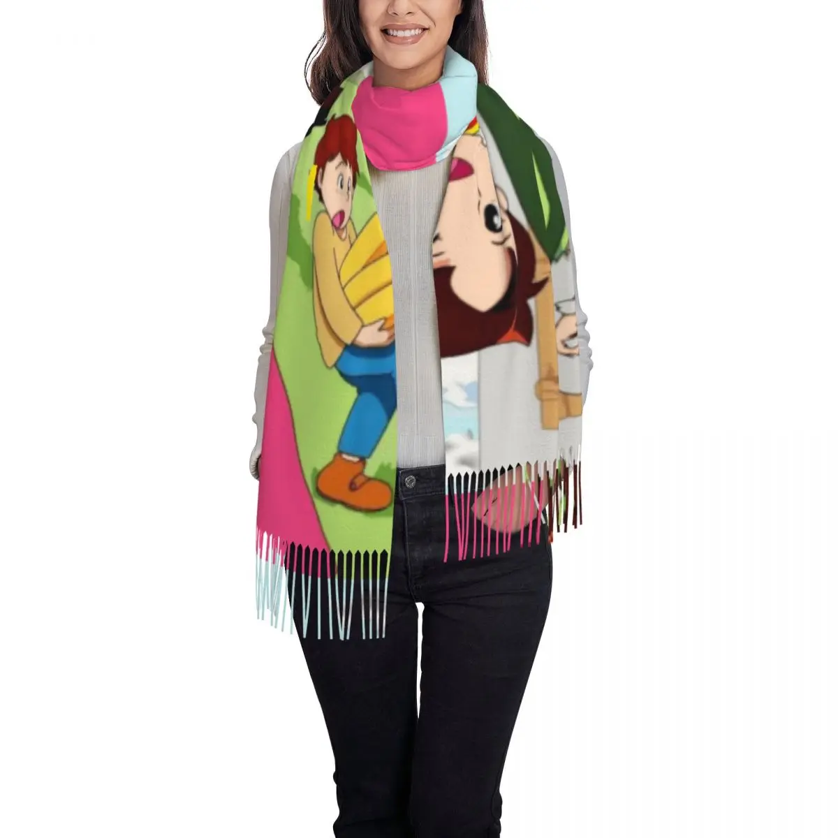 Personalized Print Heidi With Peter Help Her Grandfather Scarf Women Men Winter Warm Scarves Snow Alps Mountain Shawl Wrap view 2