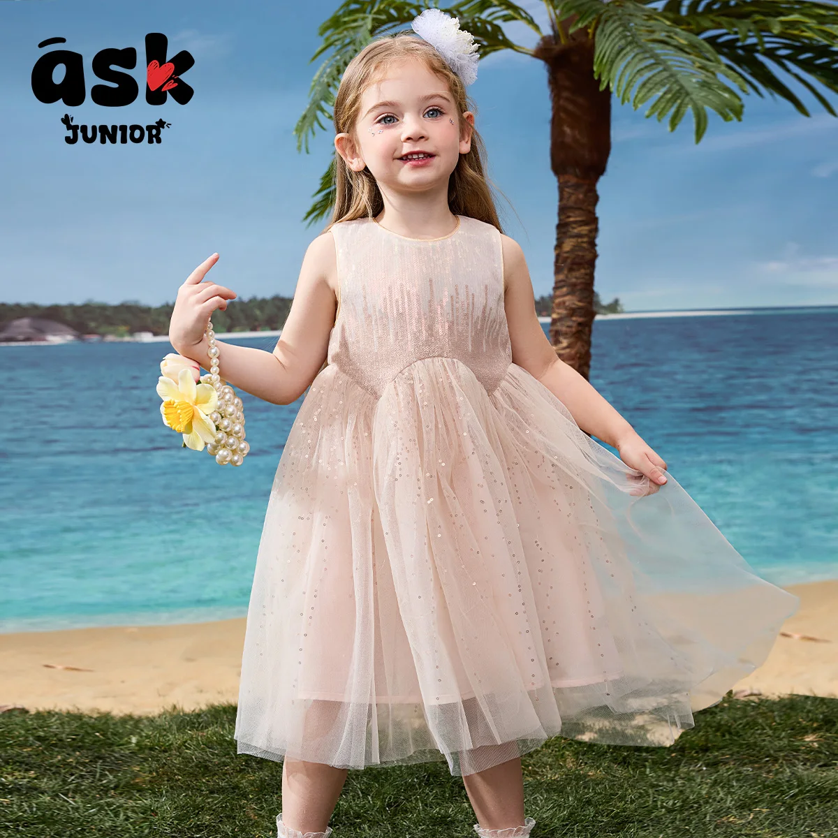 الأطفال الصيف الفتيات المطرزة الترتر شبكة الغزل التغيير التدريجي مطرزة سترة فستان الأميرة #1