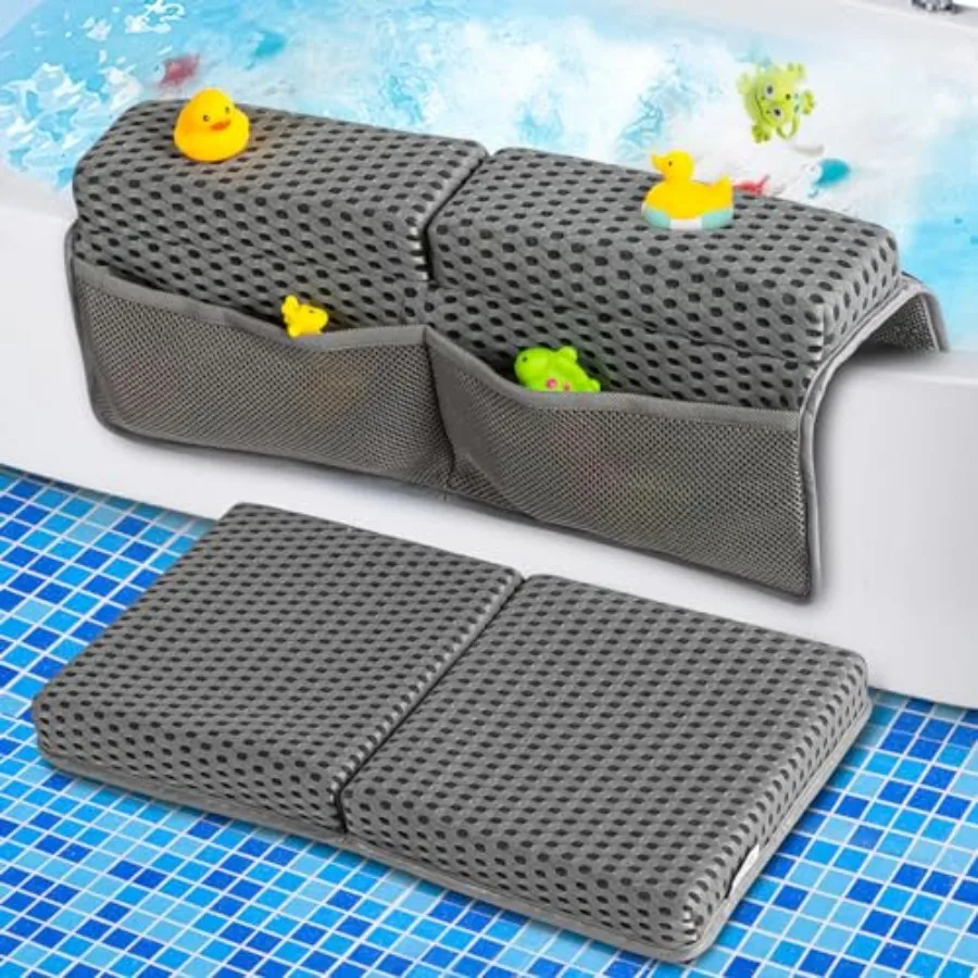 Baby Bath Kneeler and Elbow Rest Pad Set, 1.5'' Thick Quickly Dry Bathtub Kneeler Pad with Baby Toys and Bath Accessories Organ