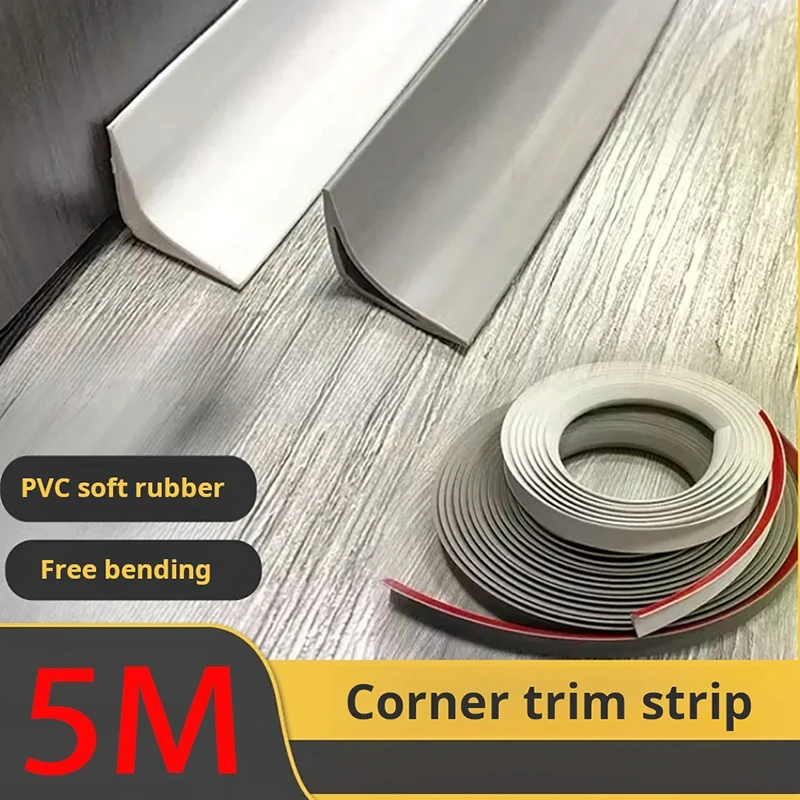 5M PVC Self-adhesive Concealed Corner Shading Decorative Strip Closure Top Corner Line Suspended Ceiling Edge Protection Corner