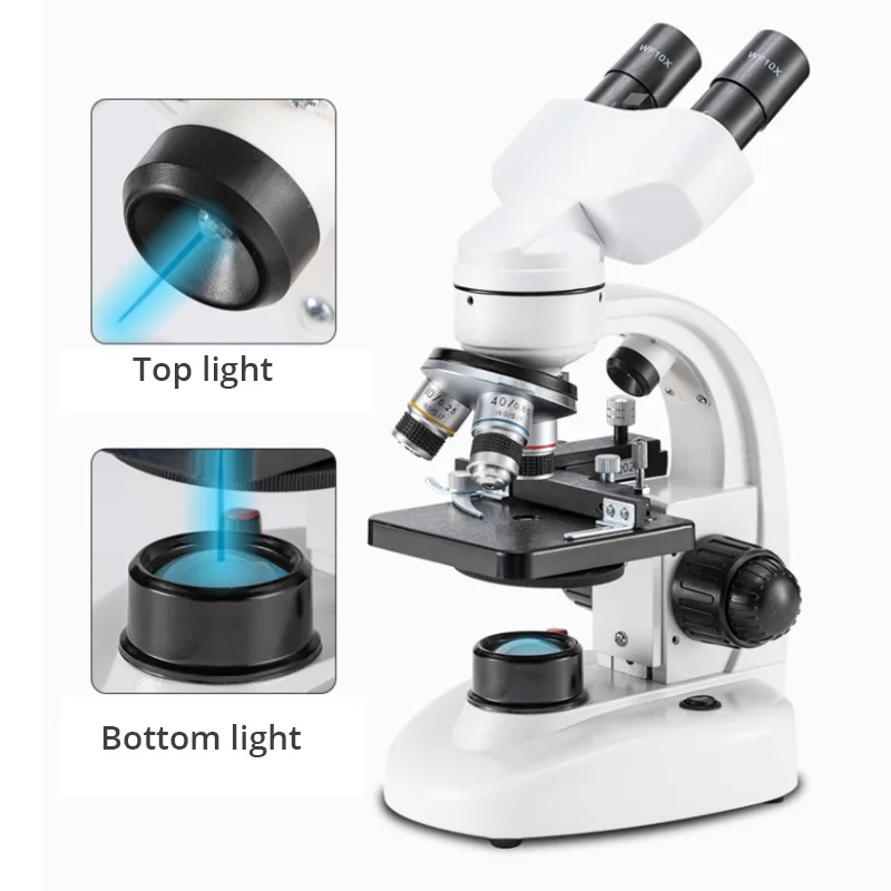 Zoom 40X-6000X Binocular Biological HD Microscope Lab student Microscope with Led light 7 inch sreen and WF10X 50X Eyepieces