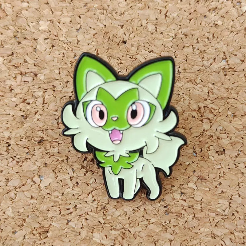 Pokemon Sprigatito Anime Brooch For Backpacks Enamel Pin Cute Cat Metal Brooch Pin For Women Badges Pin Brooches Jewelry Gifts