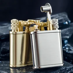 2 in 1 Cool Lighter Kerosene Permanent Match Antique Luxury Vintage Style Refillable Lighters for Fire Cigarette Candle