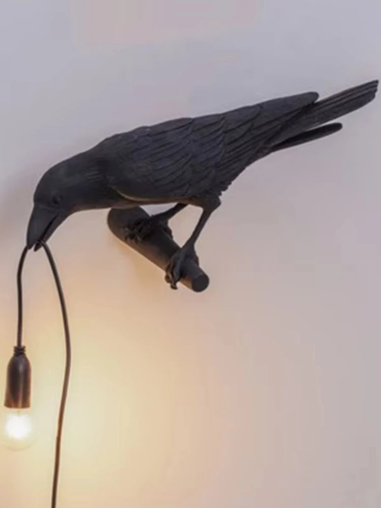 Creative art design living room background wall lamp exquisite Edison light bulb bird theme cute bedroom bedside wall lamp