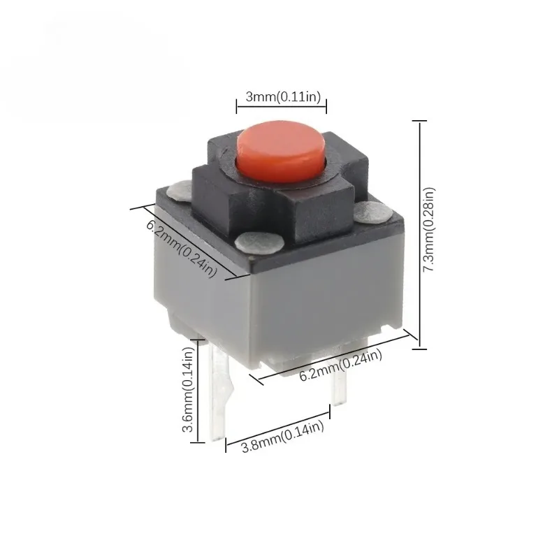 Kailh Square Silent Tact Button Switch 6×6×7.3MM, Mute Micro Tactile Switches, 10Pcs Replacement Parts for Mouse DPI Buttons