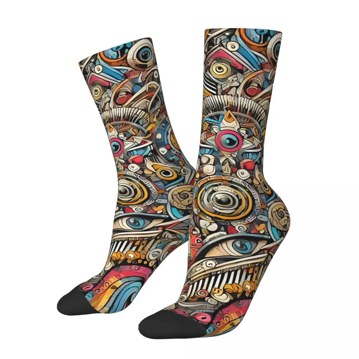 Retro Graffiti Masterpiece - 1980S Vibe Drawstring Bag Men's compression Socks Unisex Street Style Seamless Crew Sock