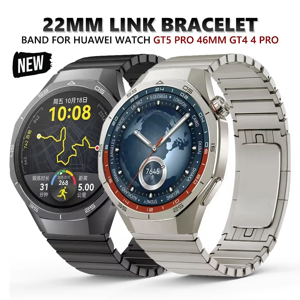 

22mm Stainless Steel Link Bracelet for Huawei Watch GT 5 Pro 46mm Band GT4 3 46MM Strap for huawei 4 4 pro Ultimate Metal Correa