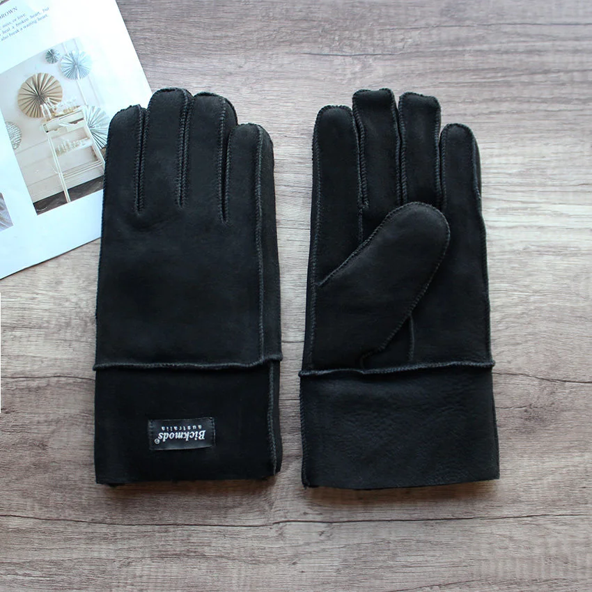 Men's Sheepskin and Fur Gloves, Thickened For Winter Warmth, Windproof and Cold Proof For Outdoor Driving and Cycling