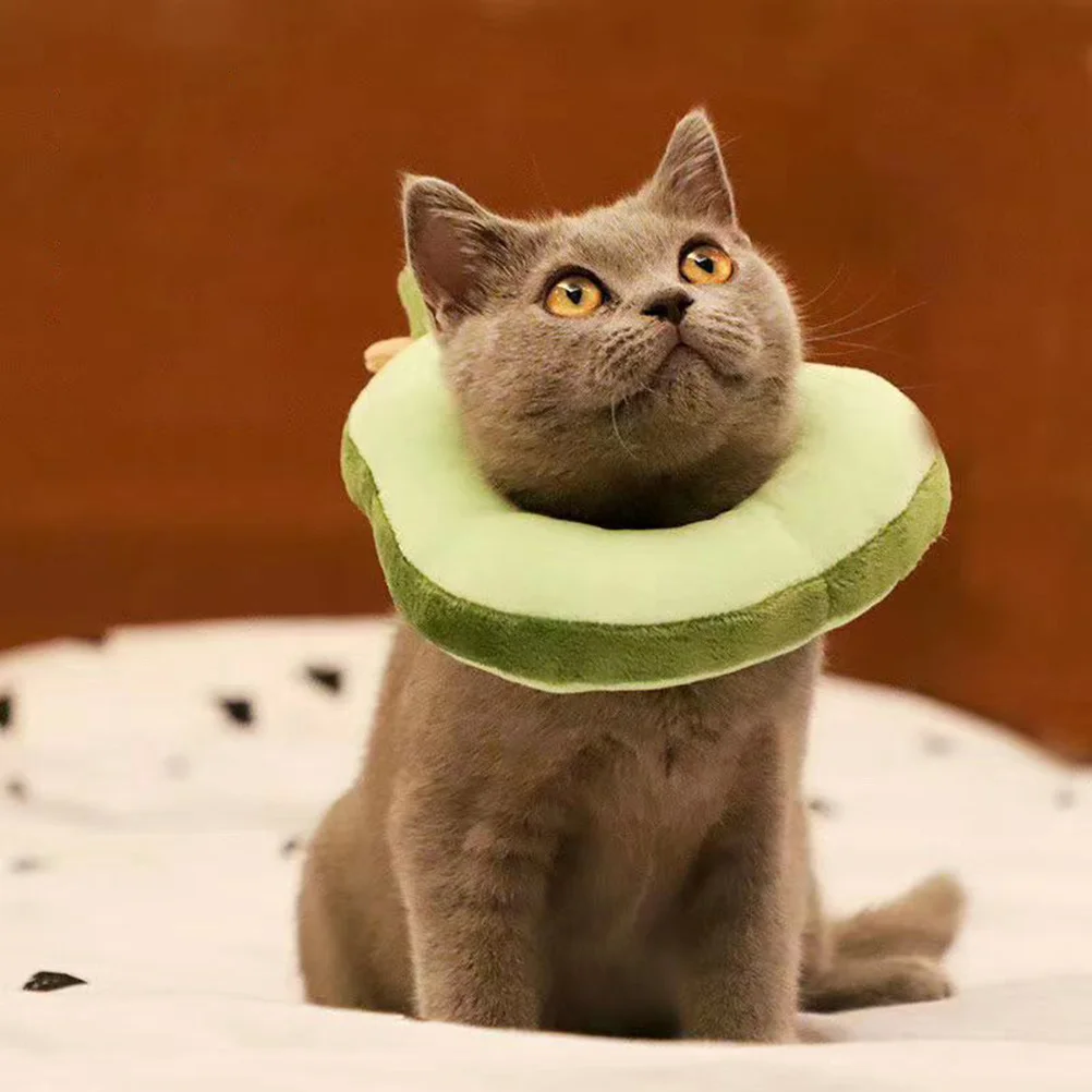 

1pcs Elizabethan Collar Avocado Shaped Cloth Pet Collar For Cat Dog Adjustable Soft Recovery Neck Protector Anti Scratch