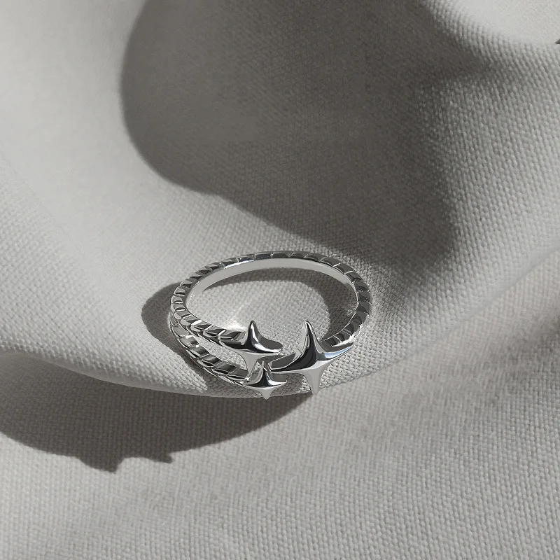 Vintage Irregular Cross Star Open Ring for Women Men Punk Gothic