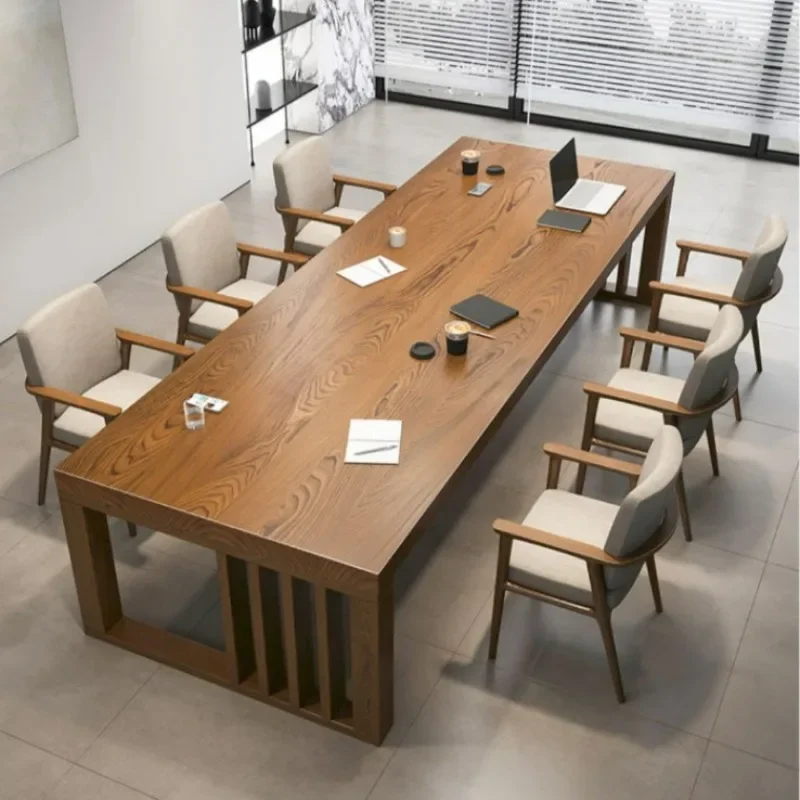 New Chinese all-solid wood conference negotiation table and chair combination desk workbench reading training