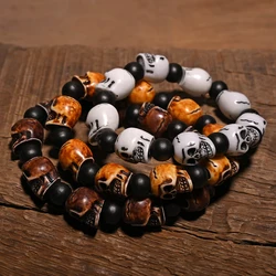 FC004 Imitation Yak Bone Bracelet Retro Personality bangles Vintage Style Halloween Cool man beaded Bracelet