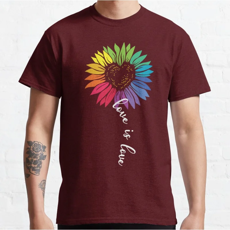 Gay Pride Sunflower - LGBTQ Human lgbtq pride month gift T-shirt for men large size Adult Tops S-6xl