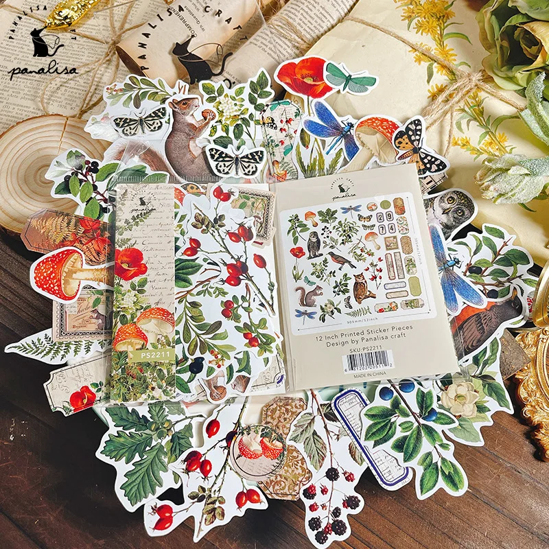 

40 Pcs Vintage Plants and Flowers Sticker Book Diary Materials Scrapbooking Handbook DIY Collage Art Crafts Stickers Scrapbook