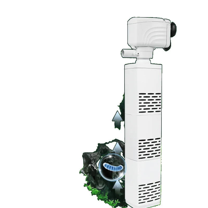 مناسبة لمرشح خزان الأسماك ثلاثة في واحد المدمج في مضخة توزيع تنقية المياه حوض السمك شفط سمكة السماد الصغيرة الصامتة