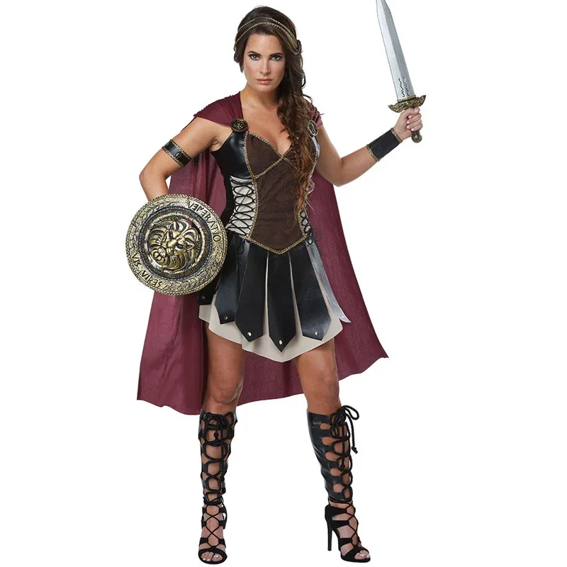 Halloween Ladies Xena Gladiator Warrior Princess Greek Roman Centurian Spartan Fancy Dress Costume