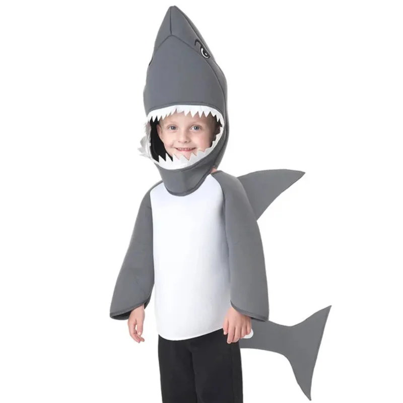Fashion Kids Jumpsuit Cosplay Costume Shark Stage Clothing Fancy Dress Halloween Christmas Props