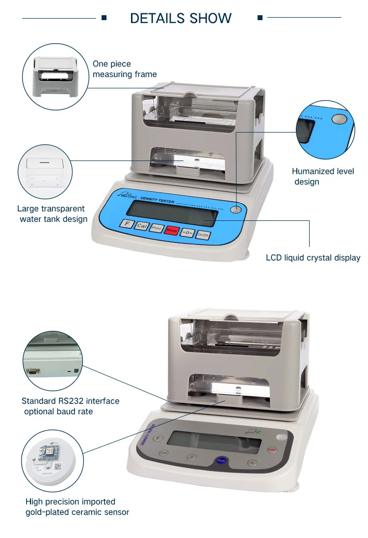 Large Range 1200g Gold Purity Measuring Device Densimeter Gold Density Testing Machine