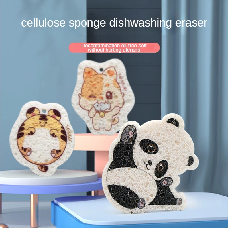 

Dishwashing Compressed Wood Pulp Cotton Kitchen Absorbent Sponge Wipe Cartoon Pot Washing Car Wash Cleaning Rag