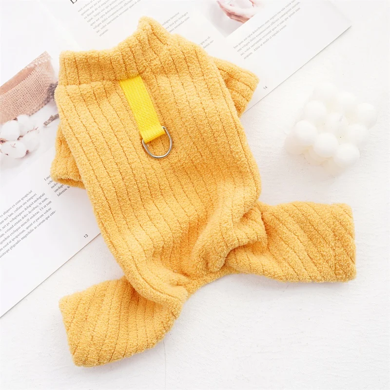 Winter Dog Jumpsuits Luxury Pet Dog Overalls Warm Puppy Pajamas Cute Solid Cat Jumpsuits Pet Costumes French Bulldog Dog Clothes