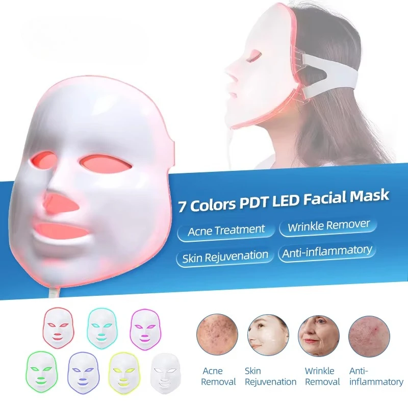 Face Shield 7 Color Skin Scrubber with Light Therapy for Photon Facial Anti-Aging Wrinkles Reduction Skin Tightening
