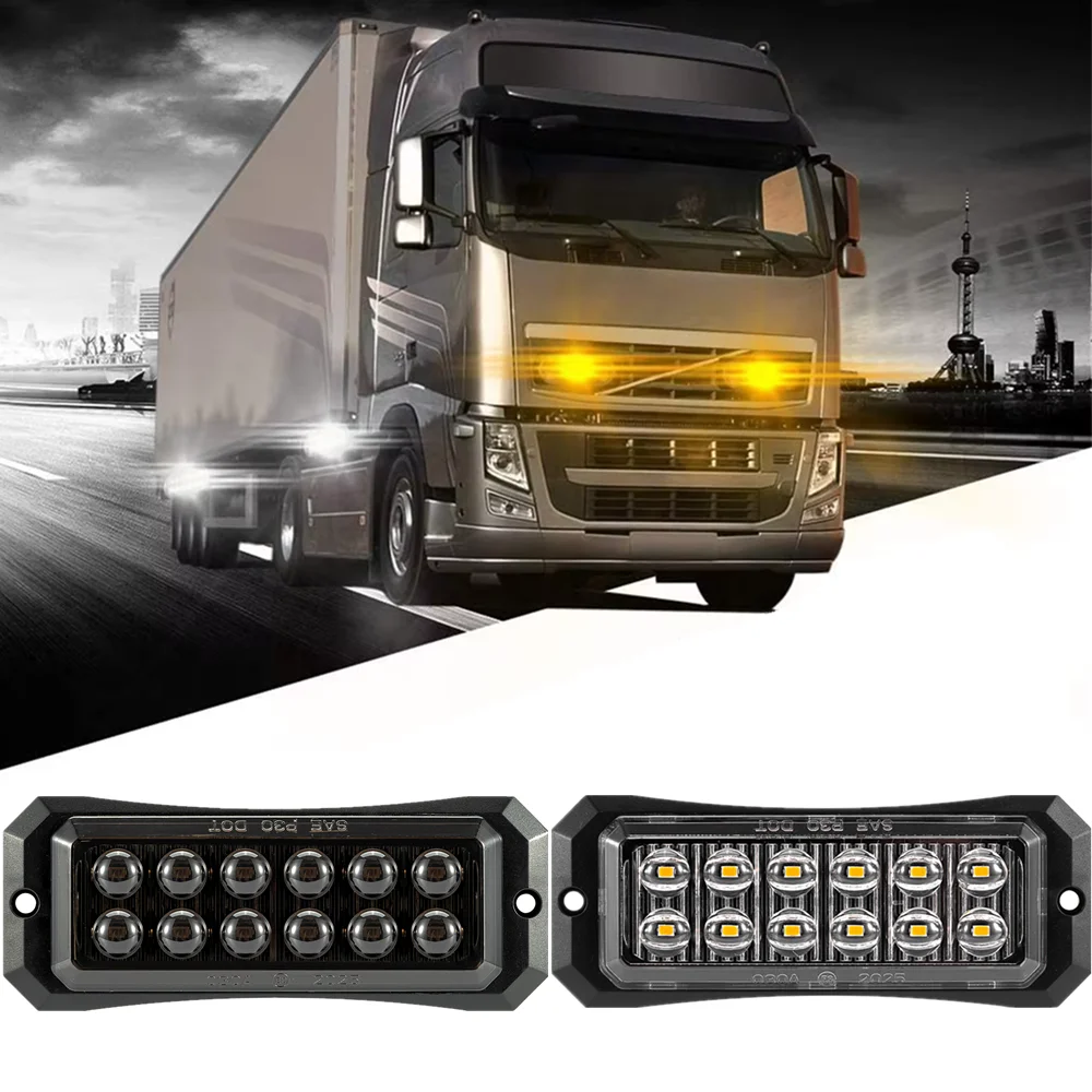 10PCS Dual-Row 12LED Truck Side Light Multi-Function Strobe Warning Light Car Trailer Beacon Lamp Side Marker Lights Van 12V-24V