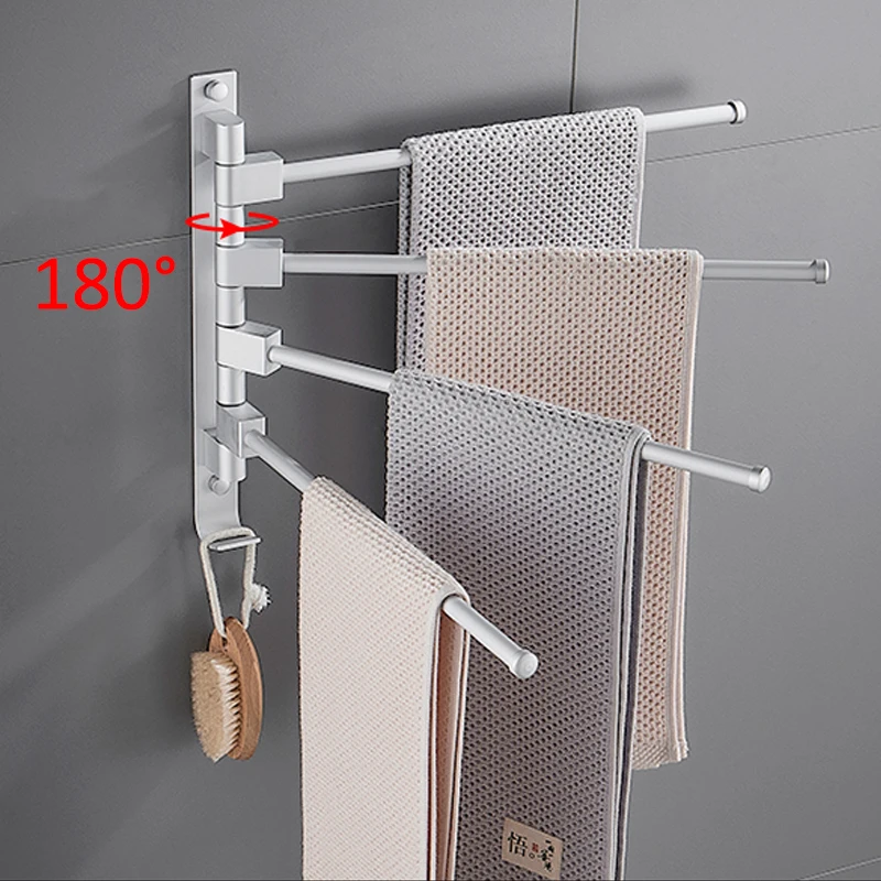 

2/3/4/5 Rods Towel Rack Holder Aluminum Hanger Shelf Adhesive Without Drilling Wall Bar For Bathroom Organizer And Storage