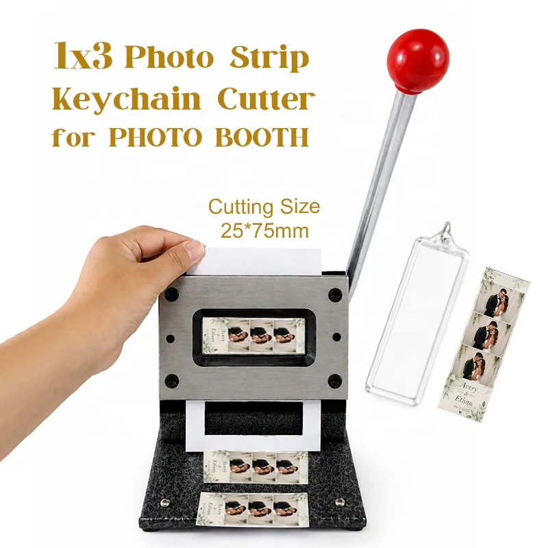 1x3 Acrylic Photo Strip Keychain Cutter 25x75mm Heavy-Duty Iron Frame Labor-Saving Hand Tool for Wedding Party Photo Supplies