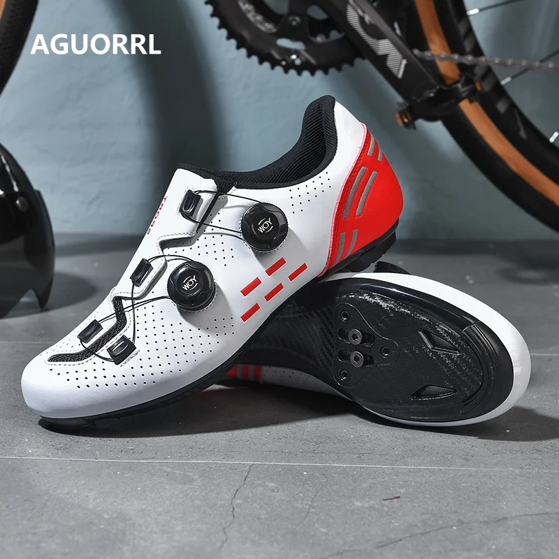 New Men Cycling Sports Shoes Outdoor MTB Shoes PU Leather Breathable Lightweight SPD Lock Women Racing Pedal Bicycle Shoes