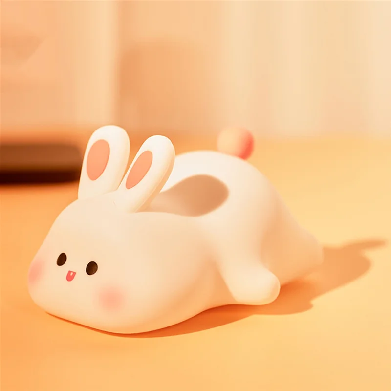 

A07F- Night Light,Cute Silicone Lamp, Dimmable Light Up Bunny, Night Lamp,Rechargeable Bunny Nightlight, Bedside Lamp
