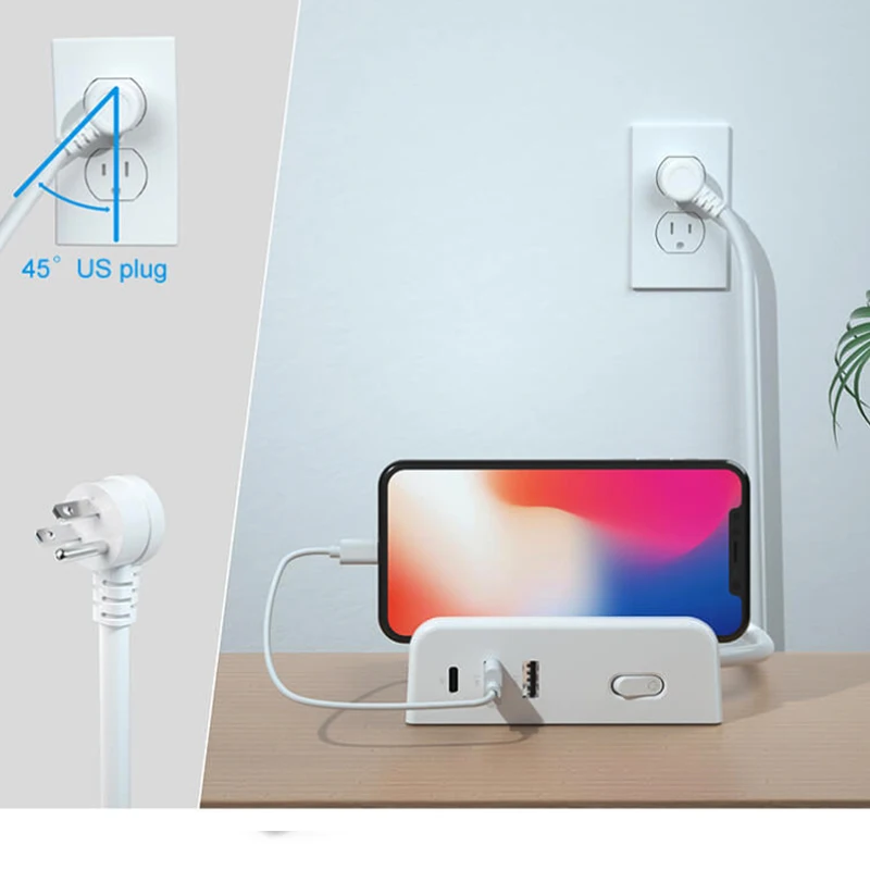 EU Power Strip Desktop Sockets With 2EU Power Outlet 2 USB A  1 USB C PD Outlet Extension Socket For Home Office Use With Switch