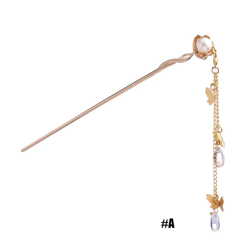 เครื่องประดับผมเจ้าสาวแบบคลาสสิกสไตล์จีน ประดับพู่ผีเสื้อ ปิ่นปักผมแบบมีพู่  เครื่องประดับผม  ปิ่นปักผมมุก