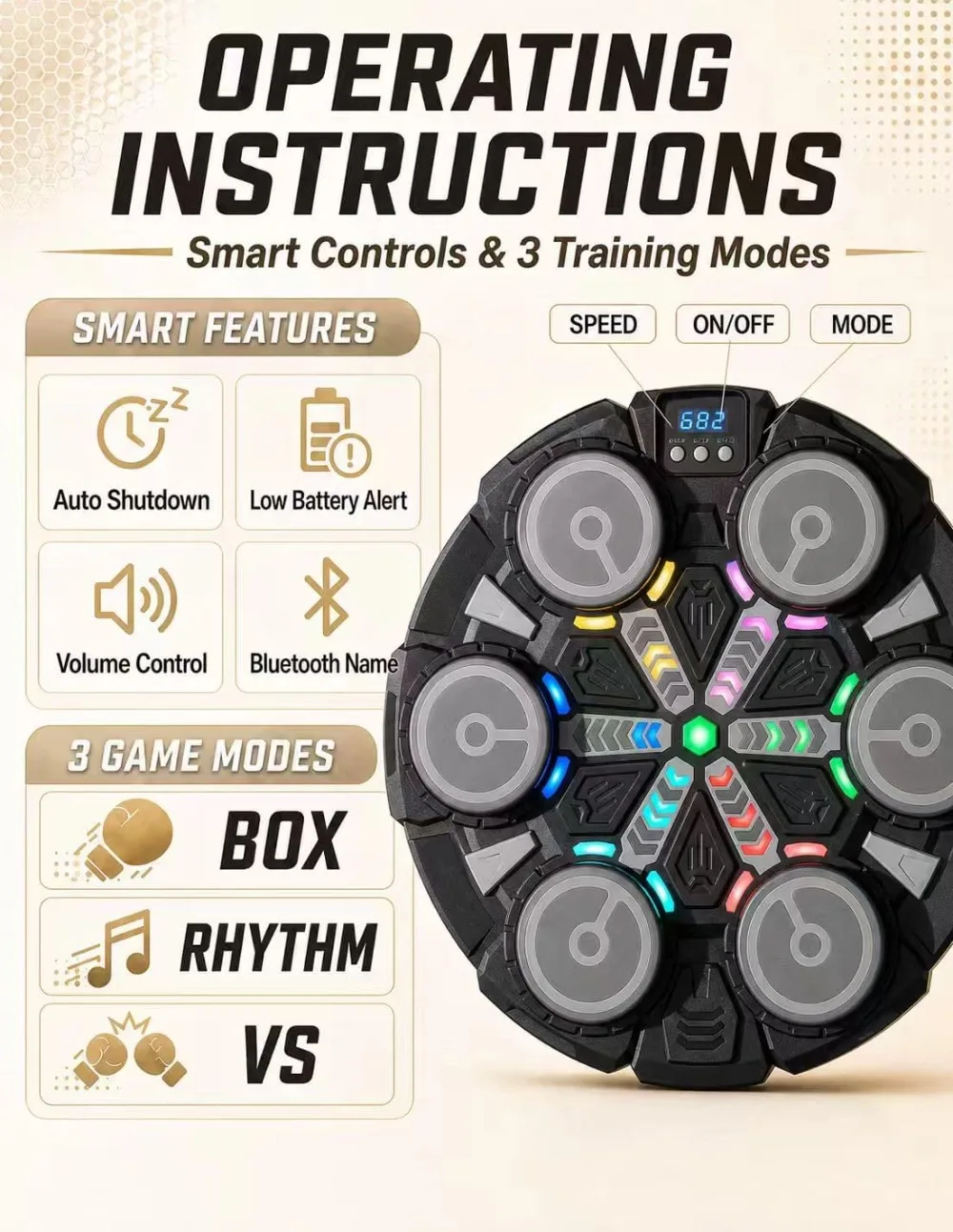 Music Boxing Machine for Kids & Adults, Wall Mounted Smart Boxing Trainer with Gloves, Bluetooth Audio Sync for Fun Home Workouts - view 3