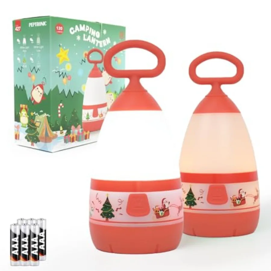 

Camping Lantern with Christmas Santa Sleigh Battery Powe 3×AAA Included,3 Mode Eye Prptecting Night Light, IPX4 Waterproof Sili