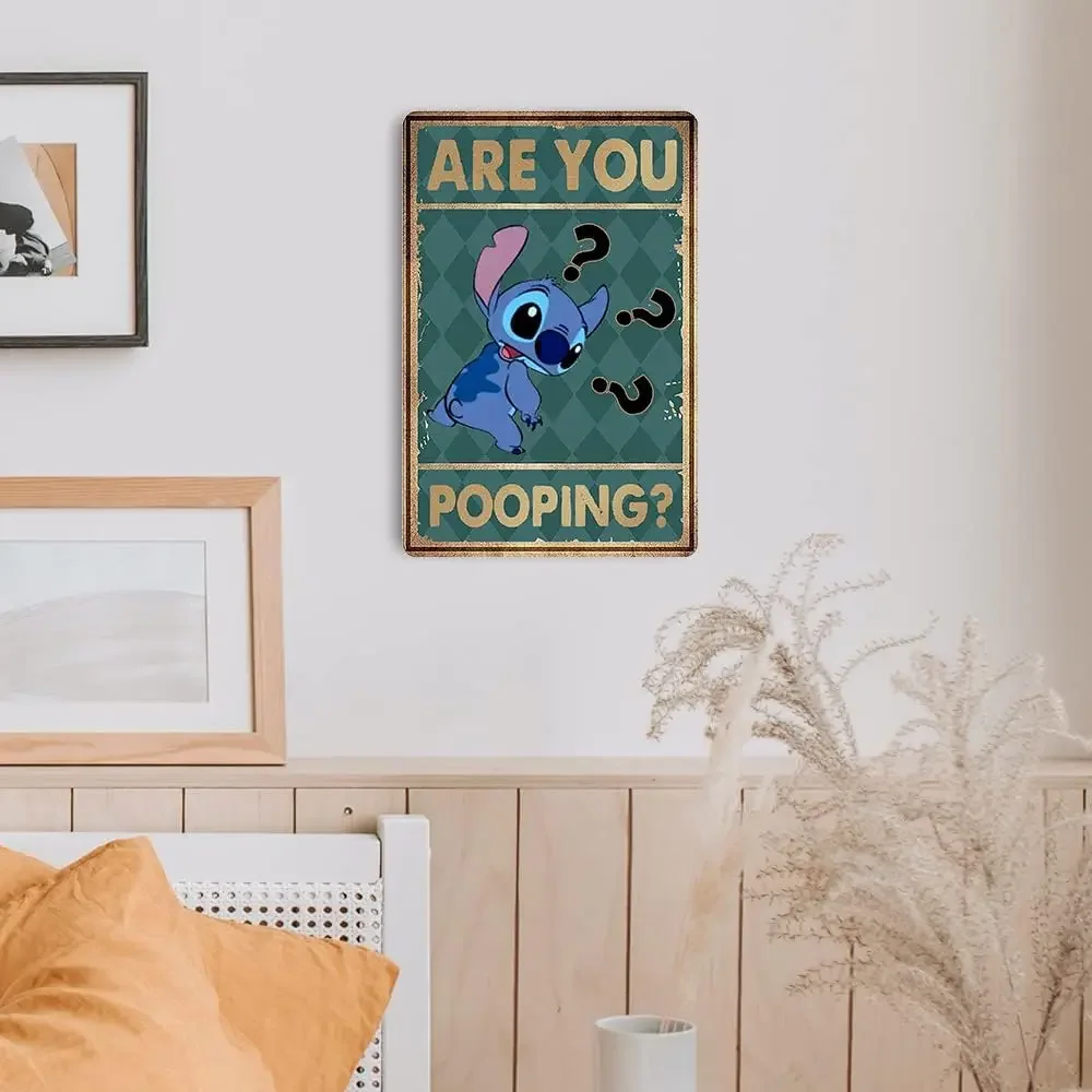 مضحك غرزة الحمام علامات ديكور تين تسجيل خمر أبواب الحمامات علامات للمنزل جدار الفن لطيف غرفة المرحاض تسجيل