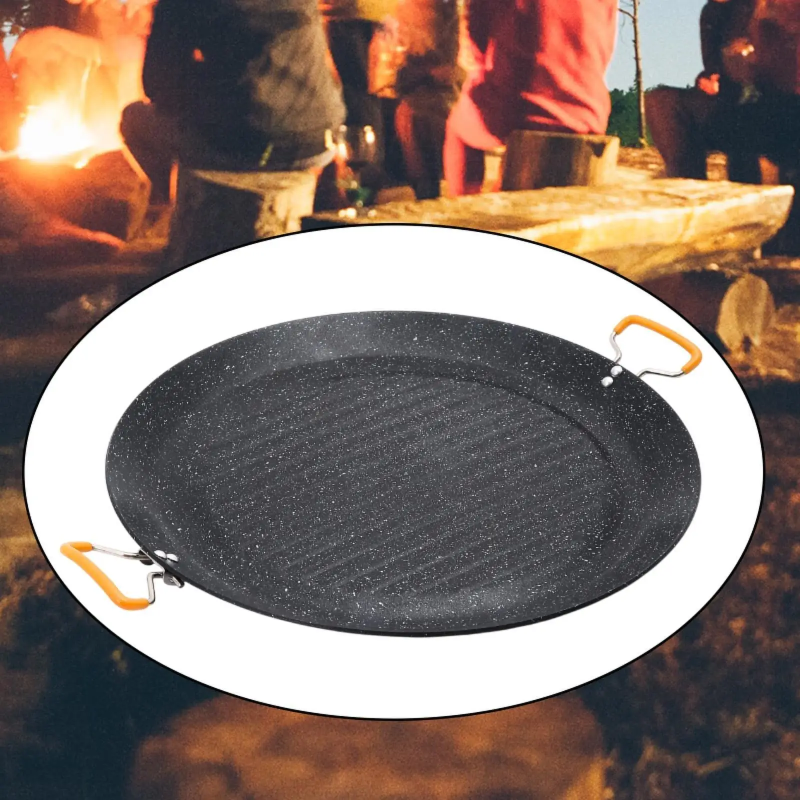 Korean BBQ Pan Practical Cookware Round Griddle Pan Nonstick for Barbecue Parties Hiking Home Kitchen Restaurant Outdoor