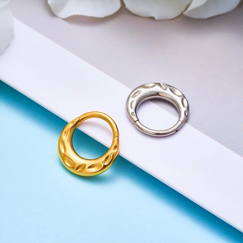 ASTM F136 G23 Titanium Mirror 16G Moon Waterdrop Septum Piercing Clicker Segment Ring Daith Conch Hoop Earrings
