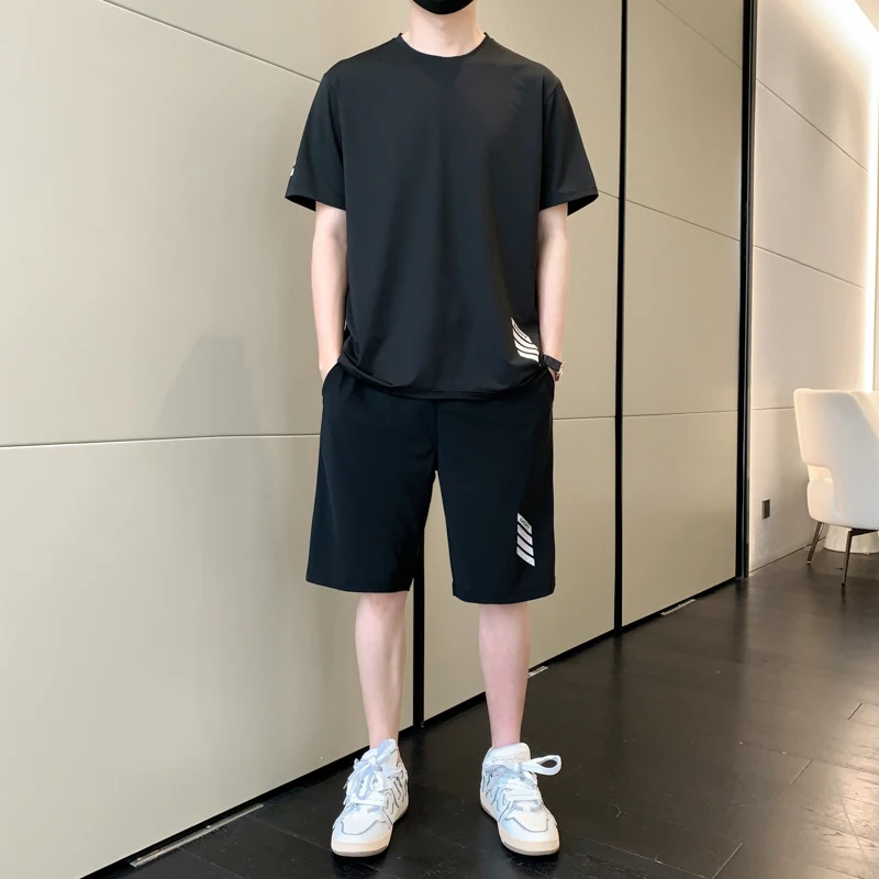 men's-ort-sve-t-irt-set-ice-silk-lightweight-outdoor-casual-running-fitn-two-piece-suit-summer-breathable-comfortable