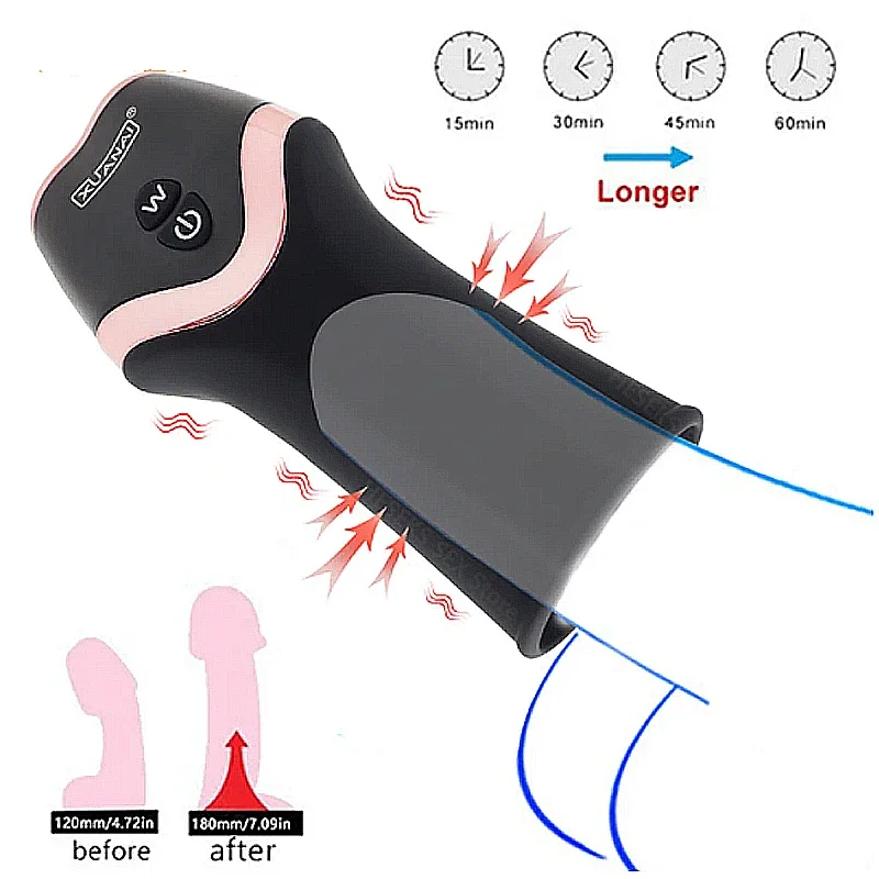 

Penis Enlarge Pump Vibrator for Men Male Masturbator Glans Exerciser Delay Ejaculation Blowjob Realistic Vagina Sex Toys