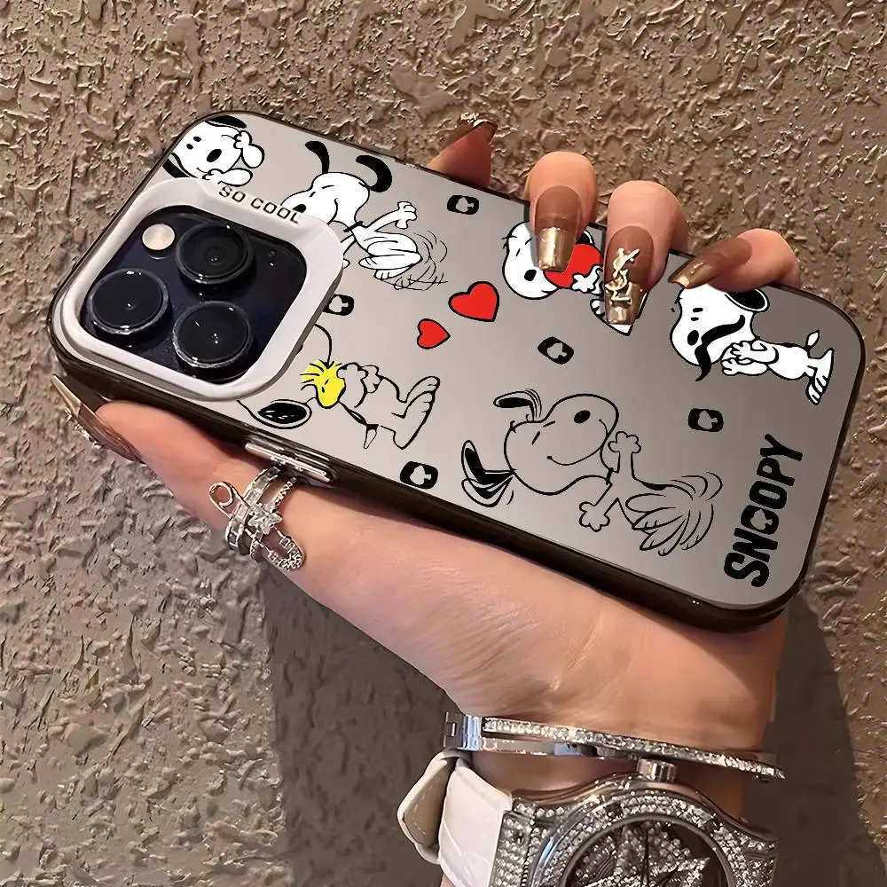 أنيمي S_Snoopy لطيف الكلب قضية الهاتف آيفون 17 16 15 14 13 12 برو ماكس زائد الملونة التدرج لينة غطاء خلفي من البولي يوريثان