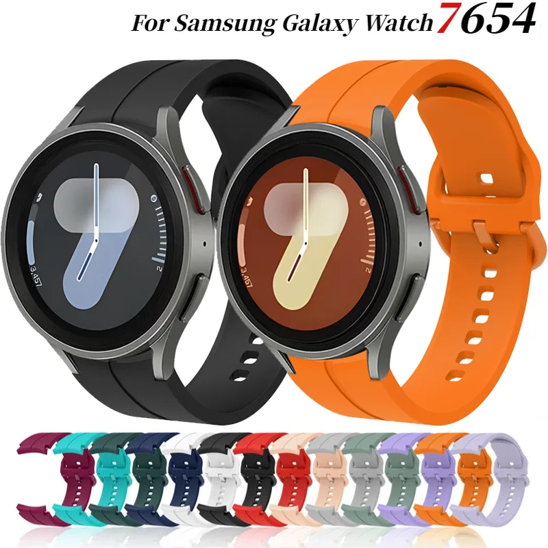 Оригинальный силиконовый ремешок для Samsung Galaxy Watch 7 6 5 4 40 мм 44 мм 5Pro 45 мм Спортивные мягкие удобные часы 6 Классический ремень 47 мм 43 мм