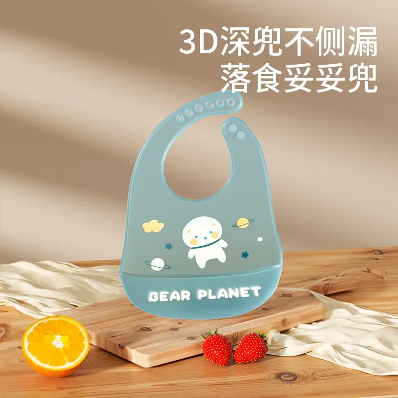 Baby Eating Silicone Bib Waterproof Soft Baby Complementary Food Children's Saliva Feeding Stomach Protection Bib Baby Items