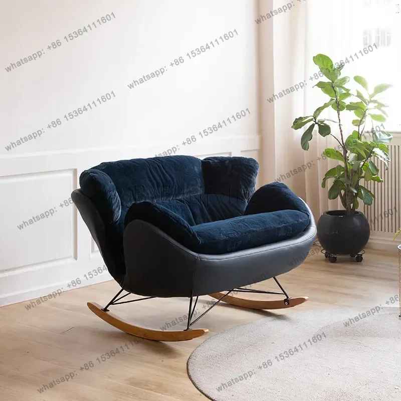 FGDouble Rocking Chair Living Room Lunch Break Recliner Lazy Leisure Light Luxury Nordic Bedroom Home Rocking Chair Sofa
