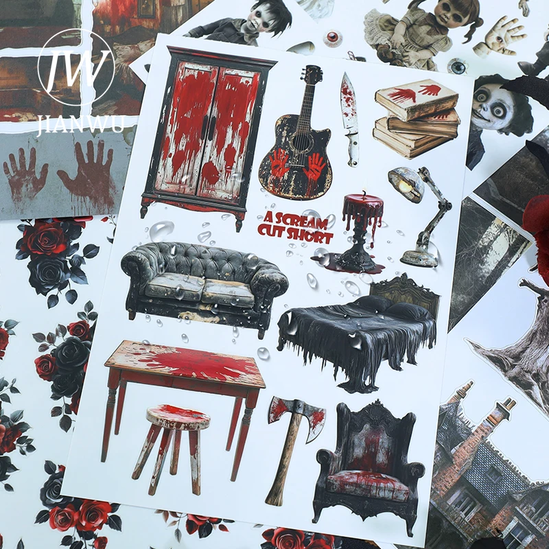 

JIANWU 20 шт./книга винтажный темный скелет Хэллоуин пейзажный материал коллаж наклейка для скрапбукинга книга творческий журнал канцелярские принадлежности