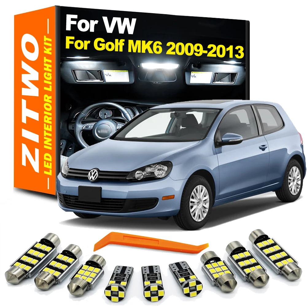 ZITWO 14Pcs Zestaw żarówek LED do oświetlenia wewnętrznego do VW Volkswagen Golf MK6 6 VI GTI 2009 2010 2011 2012 2013 Lampa bagażnika kopułkowego