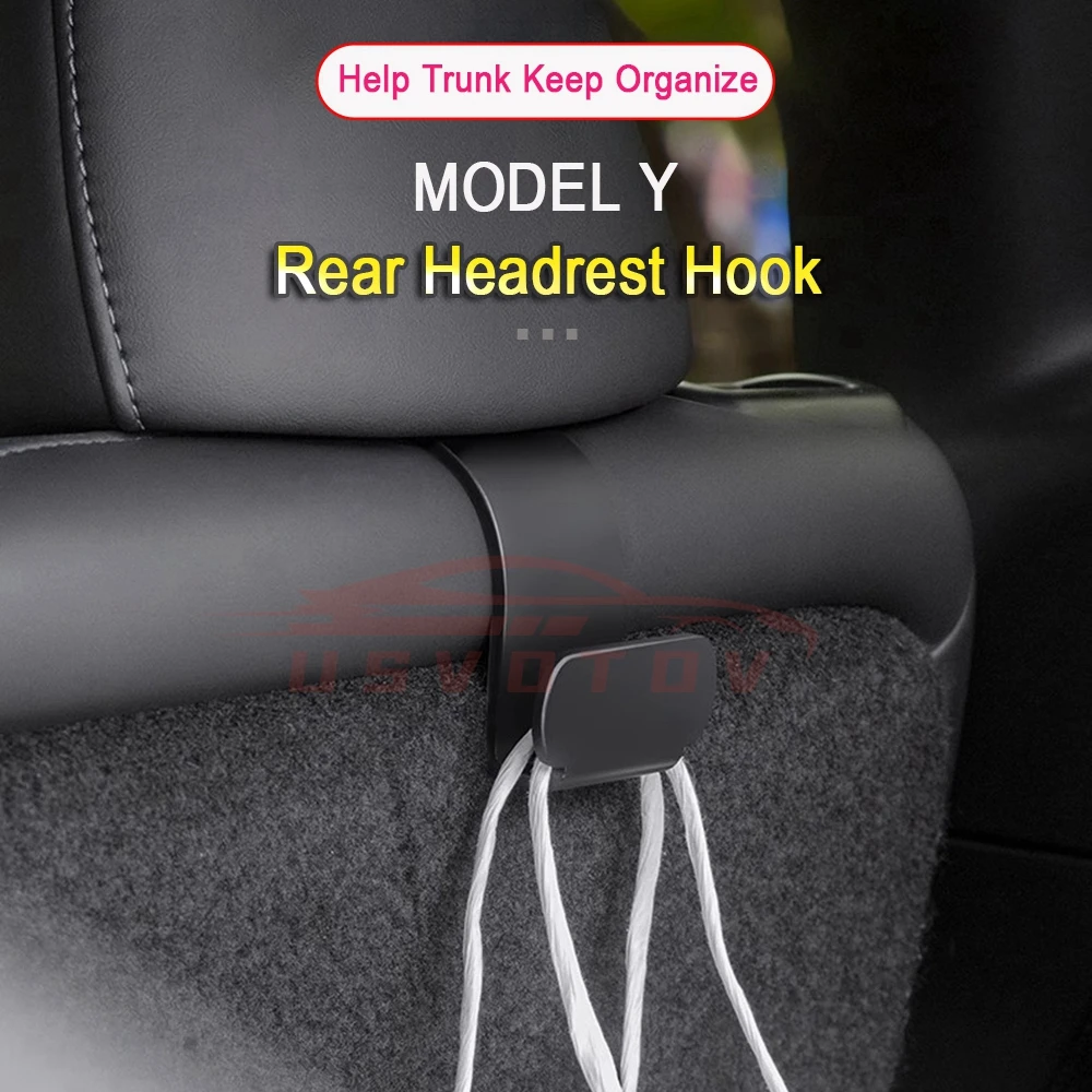 2pcs Rear Headrest Hook for Tesla Model Y Organizer Center Console Head Rest Storage Accessories Bag Umbrella Trunk Hanger