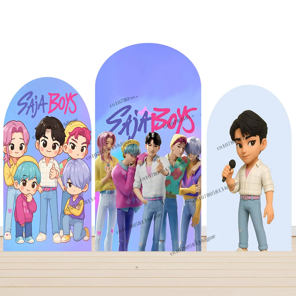 

Saja Boys KPop охотники на демонов фон арочная обложка танцор мальчик день рождения фон для фотосъемки украшения баннер для фотостудии