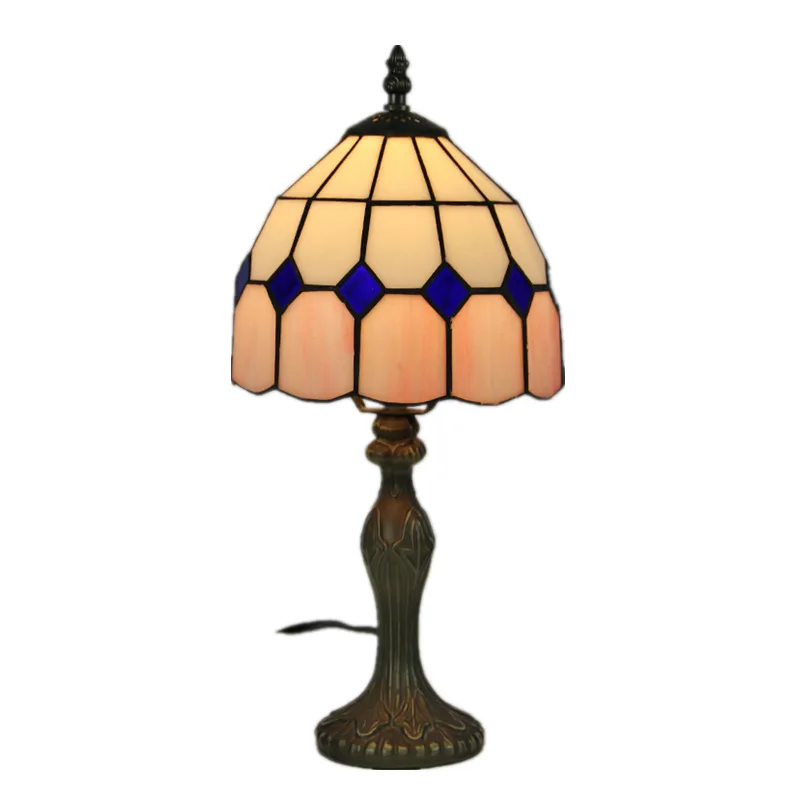 Imagem -02 - Vintage Stained Glass Shade Lamp Lâmpada de Mesa Tiffany Pol 20cm