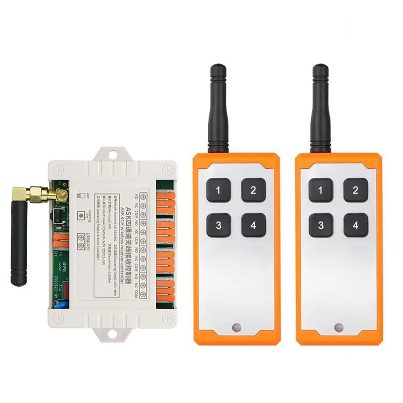 

433MHZ Ndustrial DC 12V 24V 36V 4CH RF Wireless Remote Control Switch Radio Receiver With 2000M Long Distance Remote controller